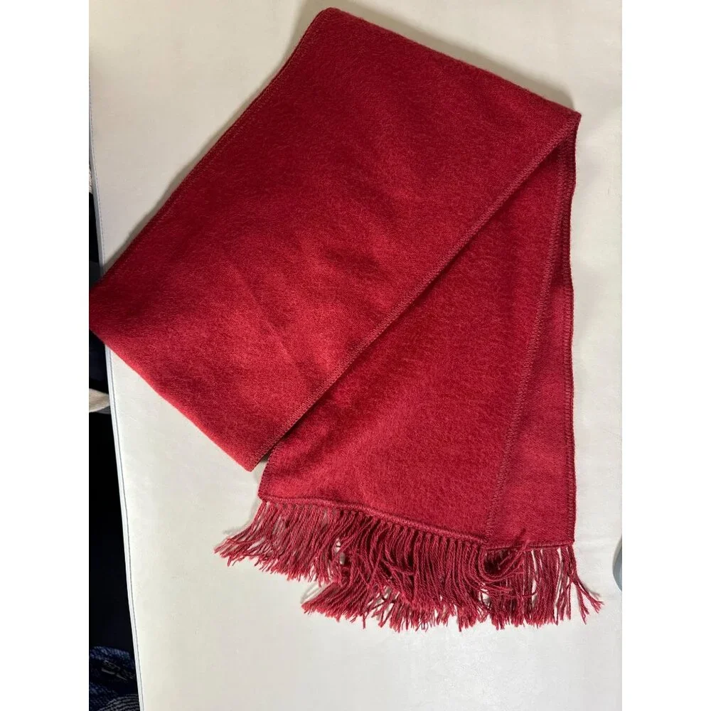 Ccahuantico Alpaca Scarf Red Fringe Made Peru OS Soft Cozy Fall Winter Western